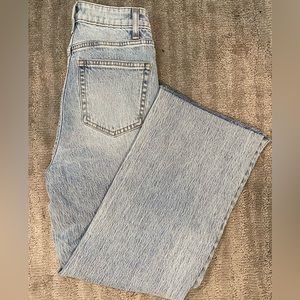 H&M washed blue straight pants high waisted cropped size 2 petite